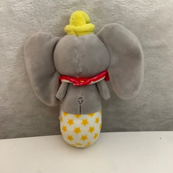 Hallmark Itty Bittys Dumbo Plush Rattle Toy 7" Soft Baby Safe Gray Yellow - Picture 3 of 6